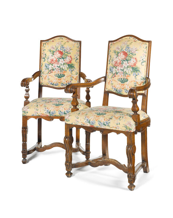 Bonhams : A pair of French late 19th century walnut fauteuils in the ...
