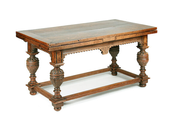 Bonhams : A 17th Century and later draw-leaf table, Flemish