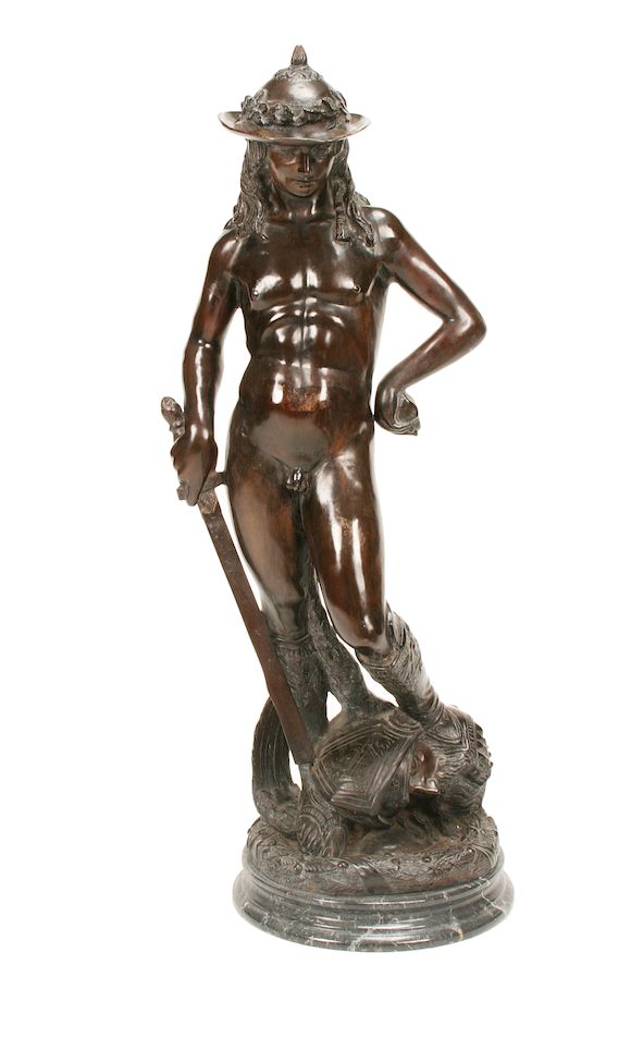 Bonhams After Donatello (Italian, 13861466) A large bronze figure of
