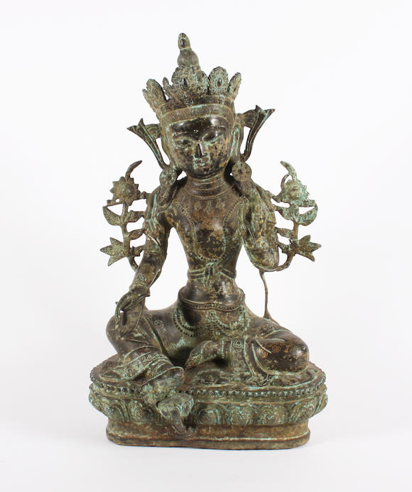 Bonhams : A Tibetan bronze figure of Tara 19th Century.