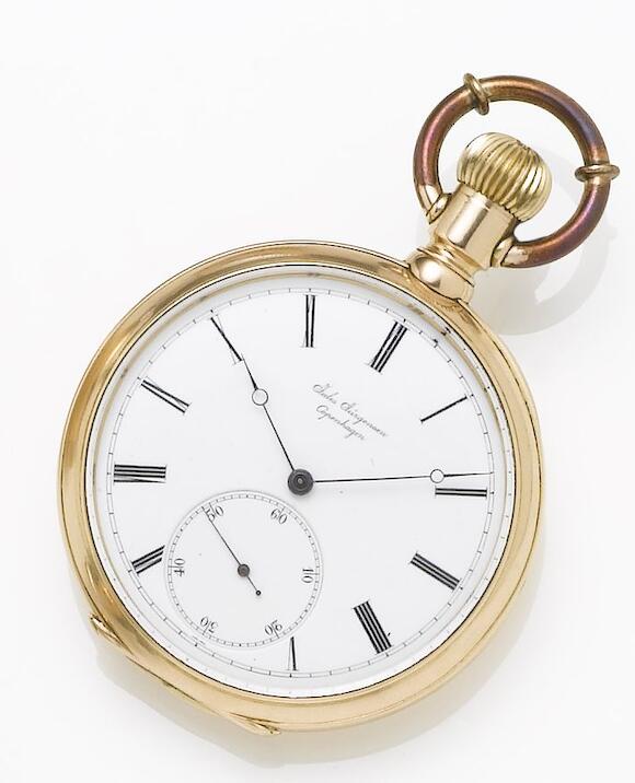 Bonhams Jules Jurgensen. An 18ct gold open faced pocket watchNumber