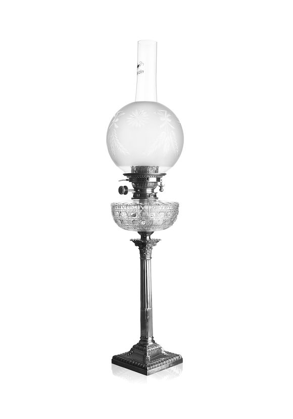 Bonhams A silver paraffin lamp Hawksworth Eyre & Co. Ltd, Sheffield 1908
