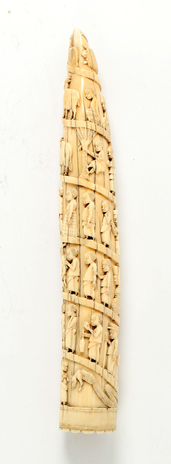 Bonhams : A carved ivory tusk Loango region, D.R. Congo 35cm long