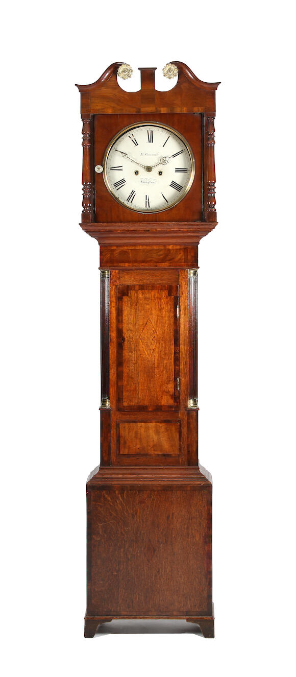 Bonhams A rare mid 19th Century oak and mahoganycased 8day painted