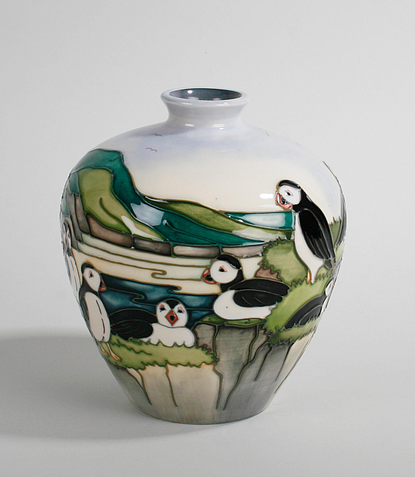 Bonhams A modern Moorcroft 'Puffin' pattern vase dated 1997