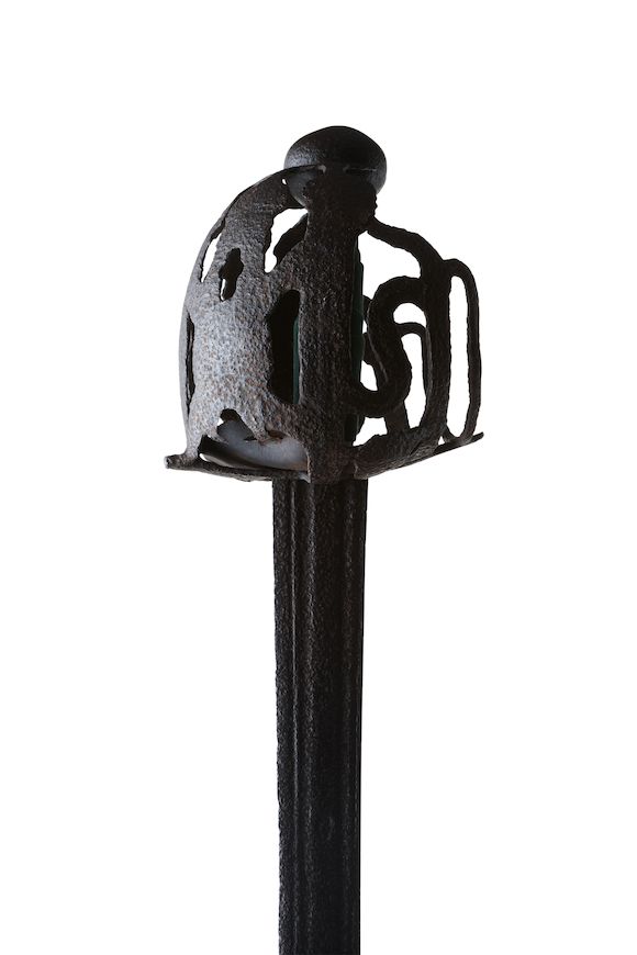 Bonhams : A Scottish basket hilted ribbon beak nosed hilted broadsword