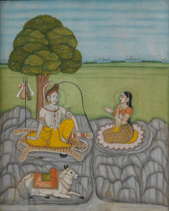 Parvati Tree Bonhams : Siva, Parvati and Nandi seated beneath a tree in an extensive ...