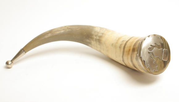 Bonhams : A 19th century silver mounted cow horn snuff mull