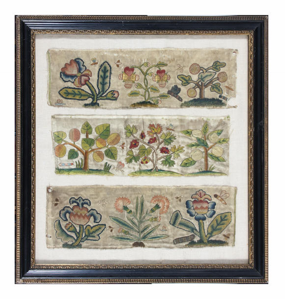 Bonhams : Three 17th Century needlework panels