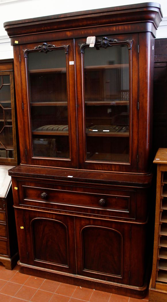 Bonhams A Victorian mahogany secretaire bookcase,in two parts