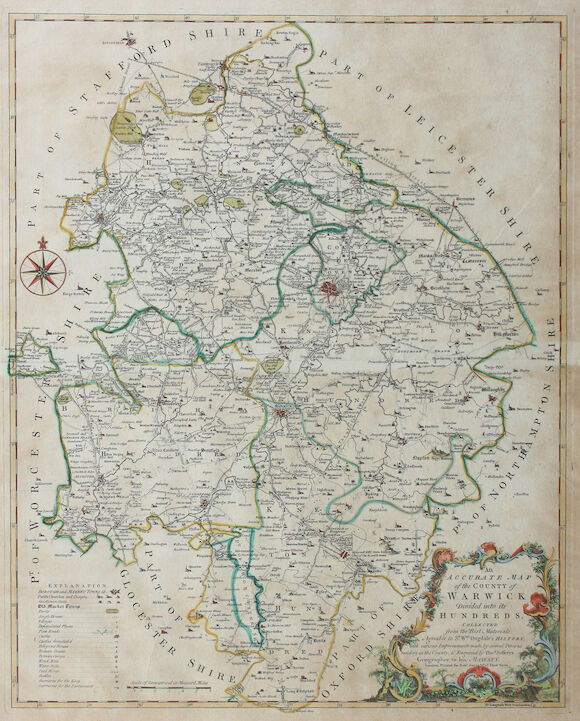 Bonhams : Warwickshire also two hand-coloured maps of Warks. and Oxon ...