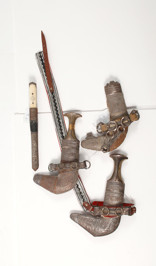 Three Silver Mounted Jambiyas