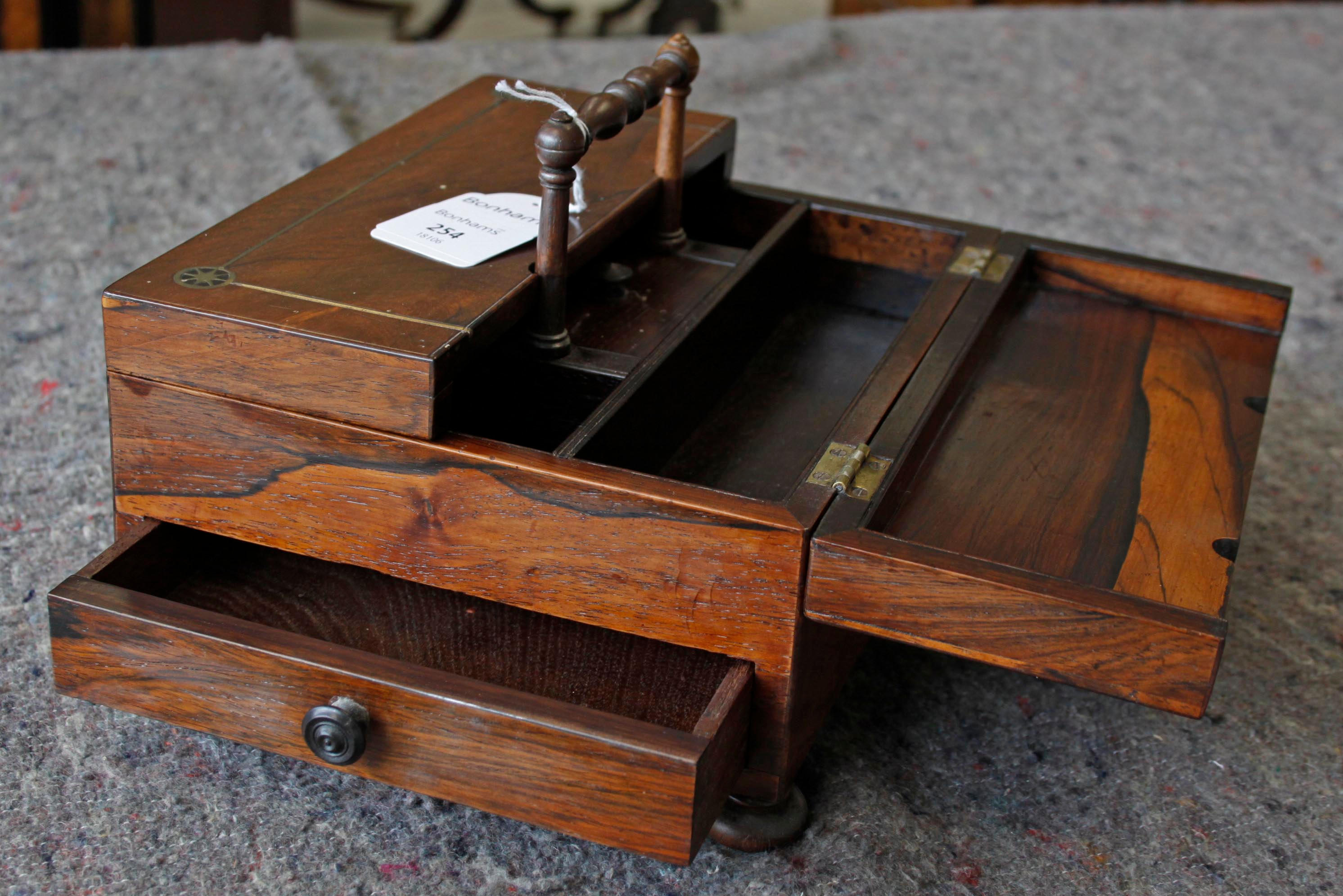 Bonhams : An early Victorian rosewood inkstand,