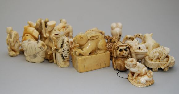 Bonhams : A collection of twelve Japanese netsuke