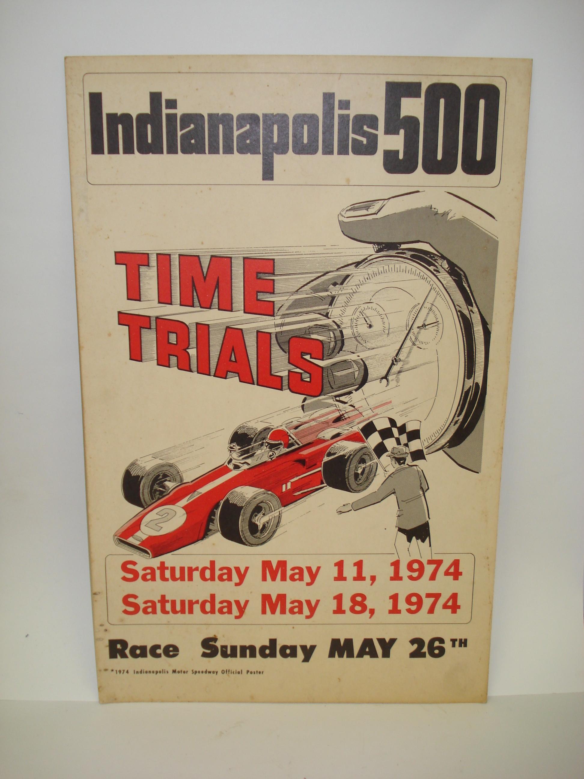 Bonhams An Indianapolis 500 Time Trial poster, 1974,