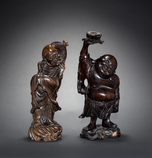 Bonhams : Four Chinese carved wood figures