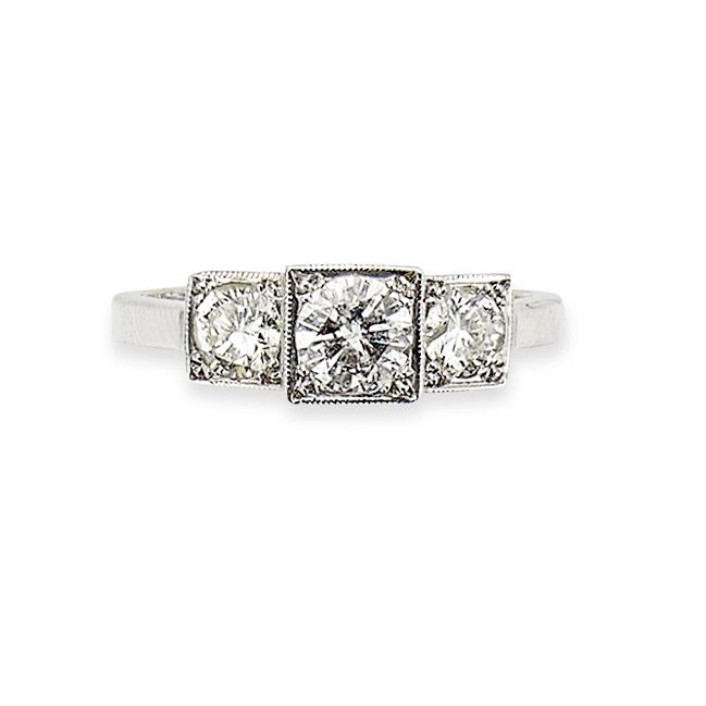 A diamond three-stone ring