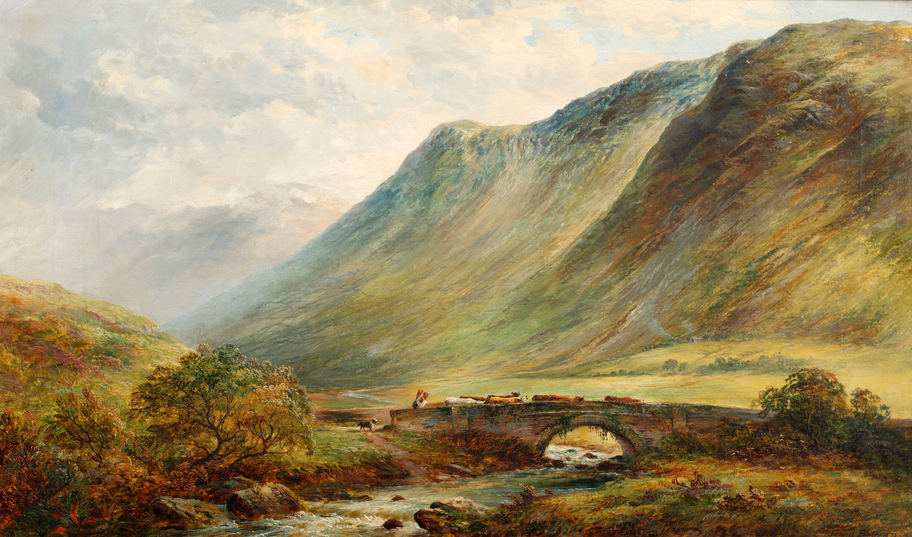Bonhams : David Bates (British, 1840-1921) River landscape with ...