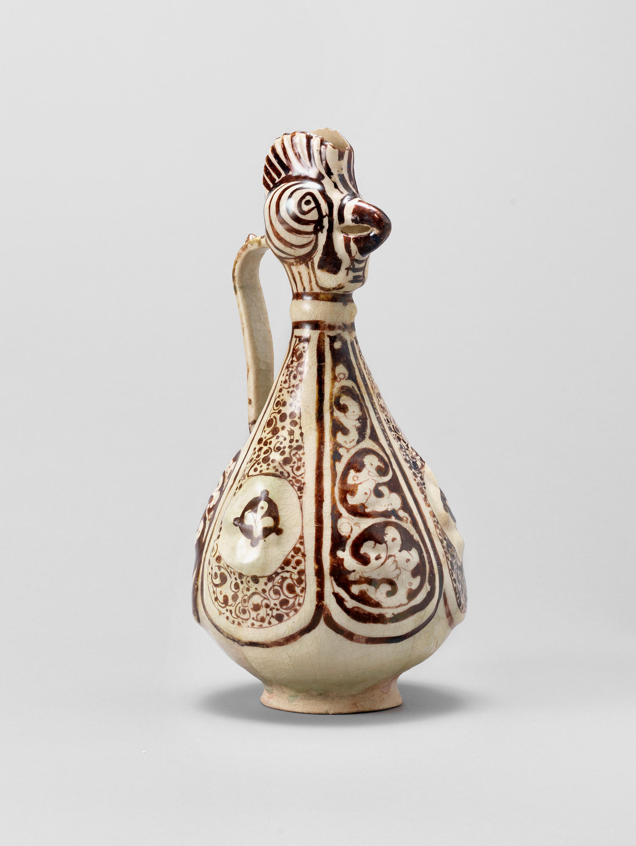 Bonhams A Kashan Lustre Moulded Pottery Cockerel Head Ewer Persia 13th Century 1503