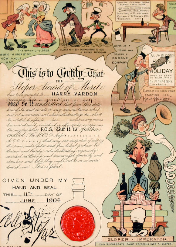 bonhams-harry-vardon-a-printed-ally-sloper-diploma-dated-1904-awarded