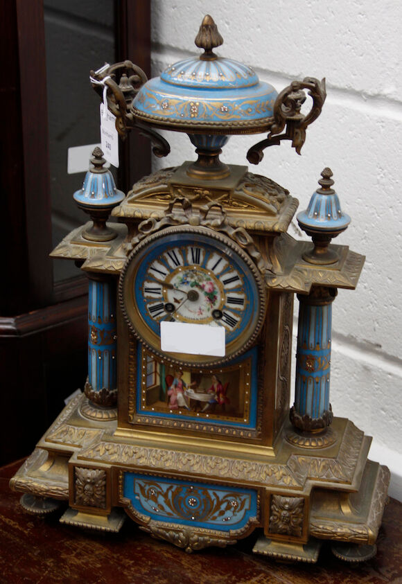 Bonhams : A 19th Century gilt metal and Sevrès style porcelain mounted ...