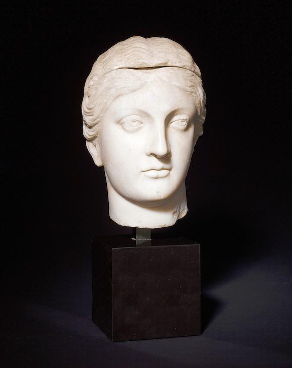 Bonhams : A Roman marble portrait head of a young woman