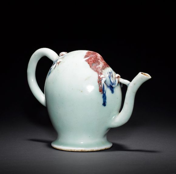 Bonhams A Celadonground Cadogan teapot with underglazered, and blue