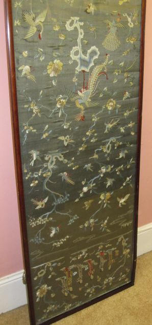 A large Chinese silkwork panel,