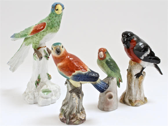 Bonhams : A Meissen model of a bird and three other Continental ...