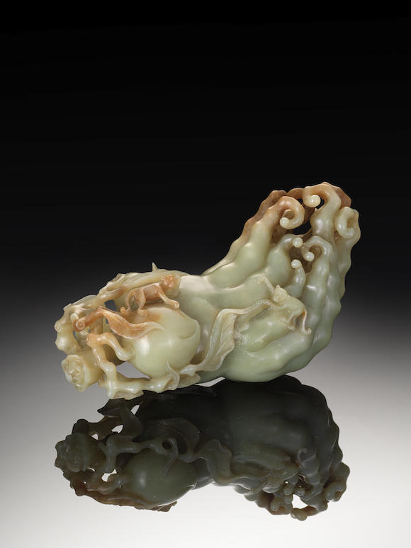 Bonhams : A rare yellow jade carving of a finger citron 18th century