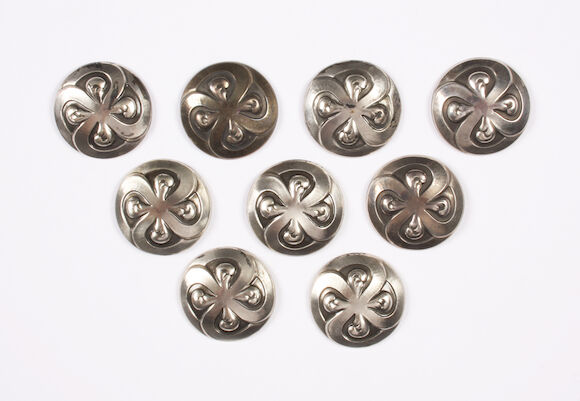 Bonhams : A set of nine Georg Jensen buttons Numbered 1, stamped 'Georg ...
