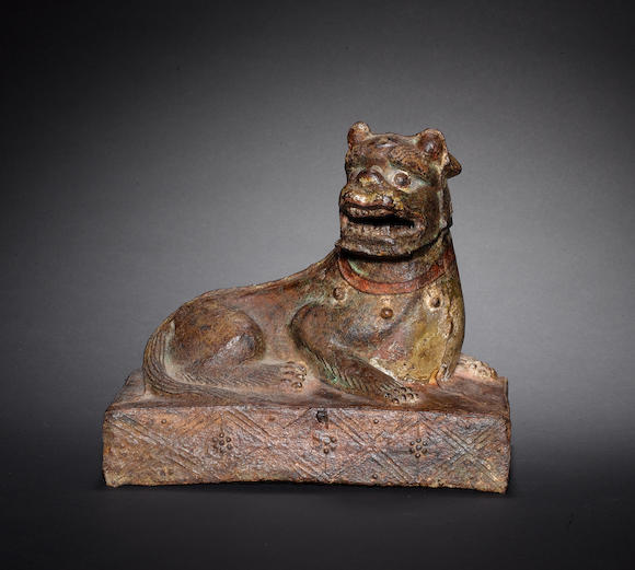 Bonhams : An Iron Figure Of A Recumbent Buddhistic Lion Or Other 