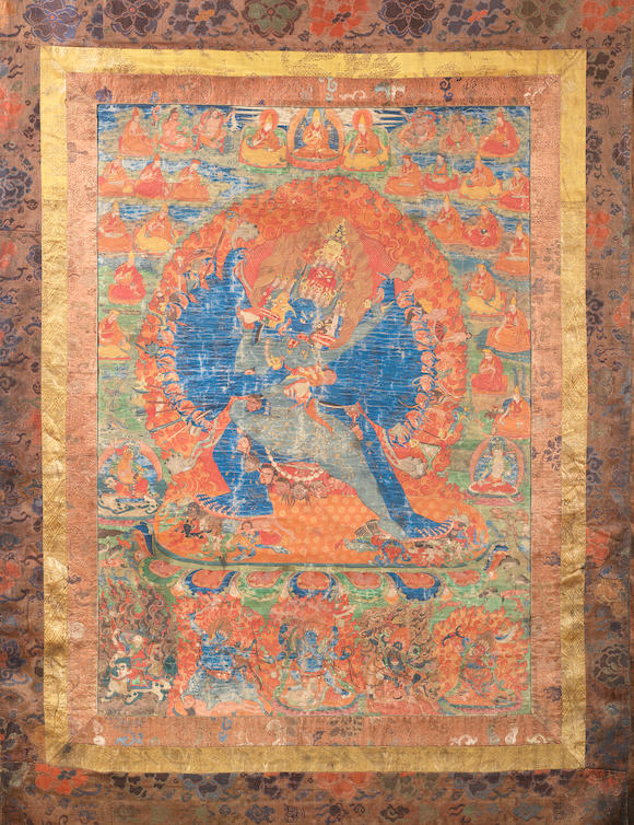 Bonhams : A Tibetan thangka depicting Yama 18th/19th century