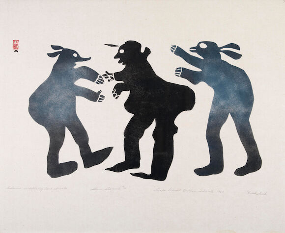 Bonhams : Kiakshuk (Inuit, 1886-1966), E7-1057, Cape Dorset Eskimo ...