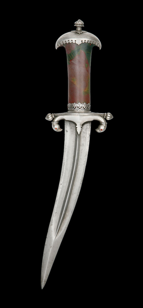 Bonhams : A Very Rare Indian Khanjar With Chalcedony (Bloodstone) Grip