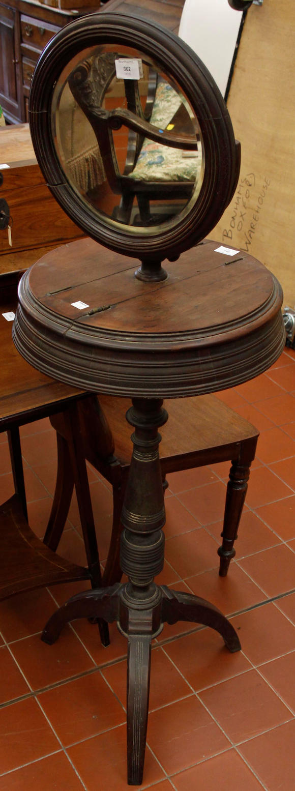 Bonhams : An Edwardian walnut shaving stand, with adjustable circular ...