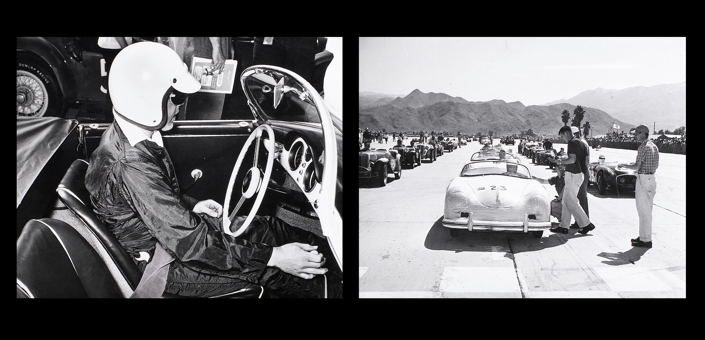 Two Photographs Depicting The Early Motor Racing Career Of James Dean 