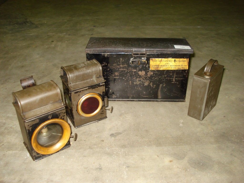Bonhams Cars : An Edwardian set of boxed oil stanby car lamps,