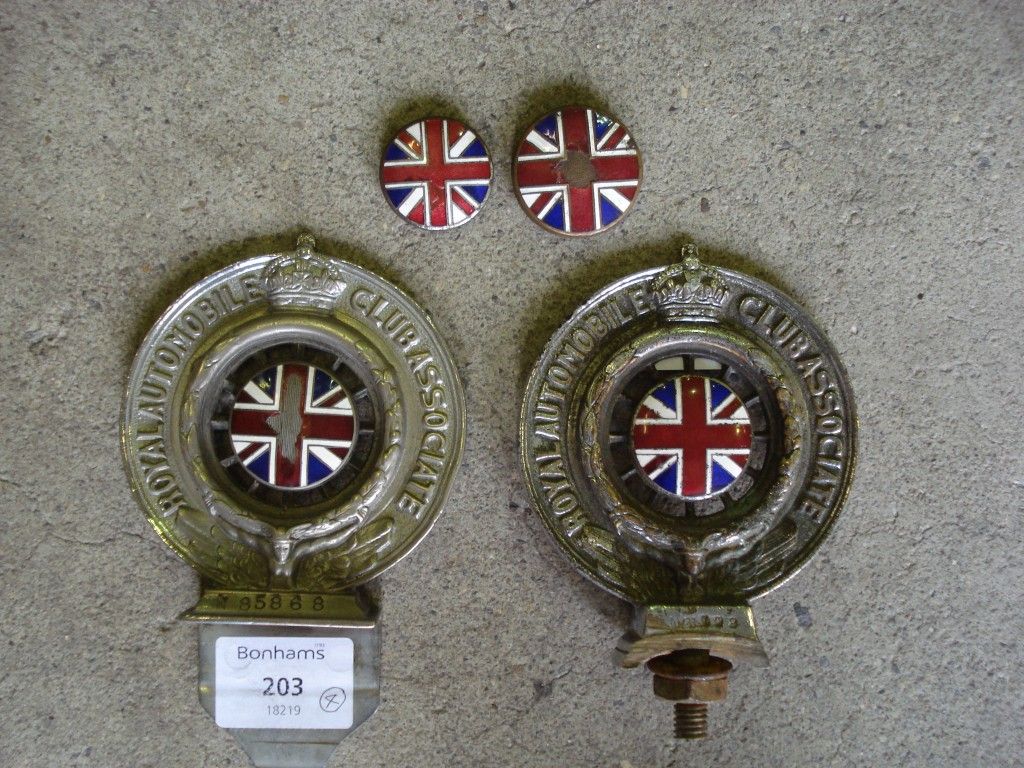 Bonhams Cars : Two RAC Associate car badges,