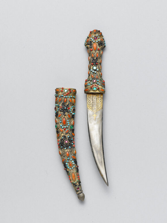 Bonhams : An Ottoman coral and turquoise-set steel Dagger jambiyya ...