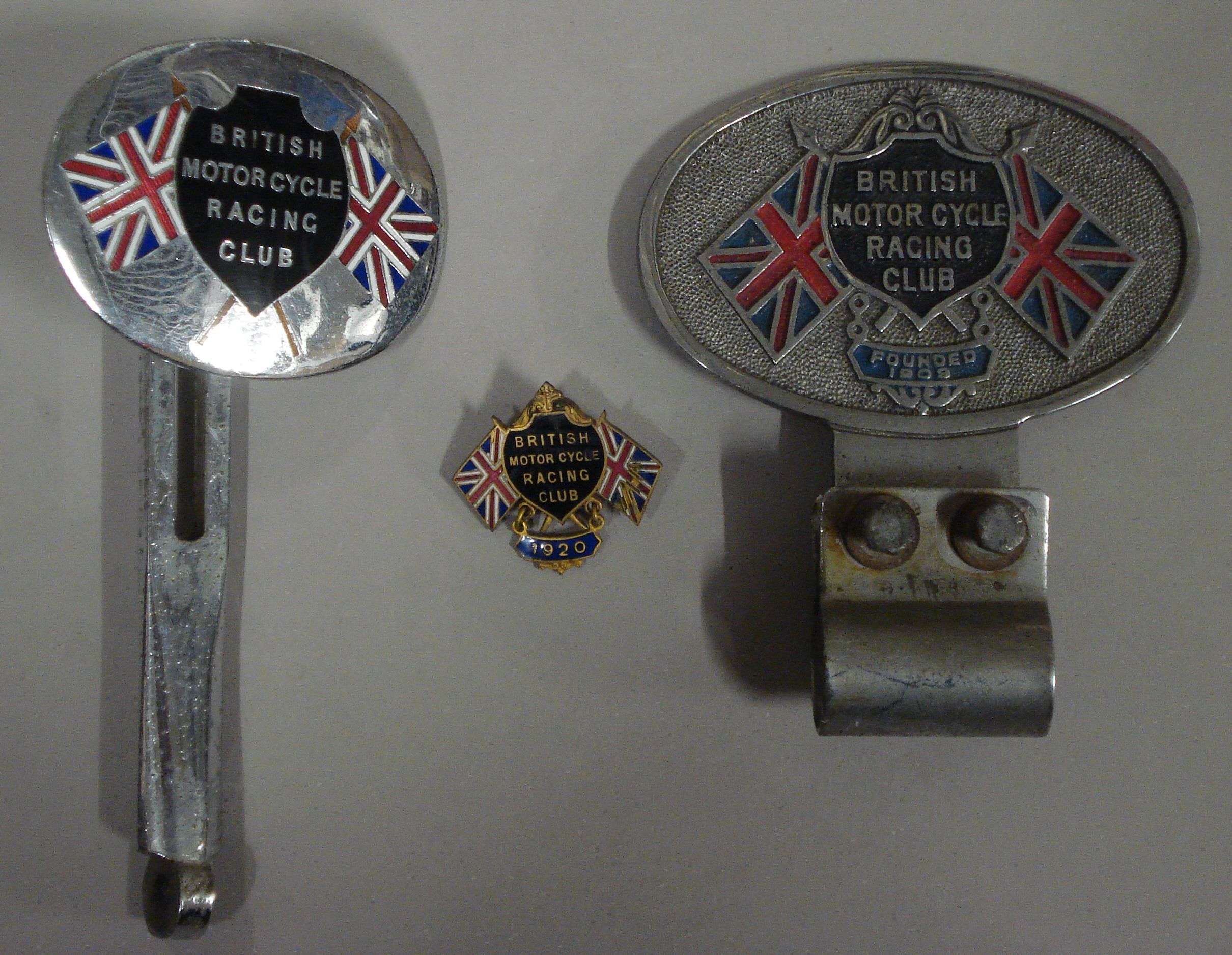Bonhams Cars : Three British Motor Cycle Racing Club badges,