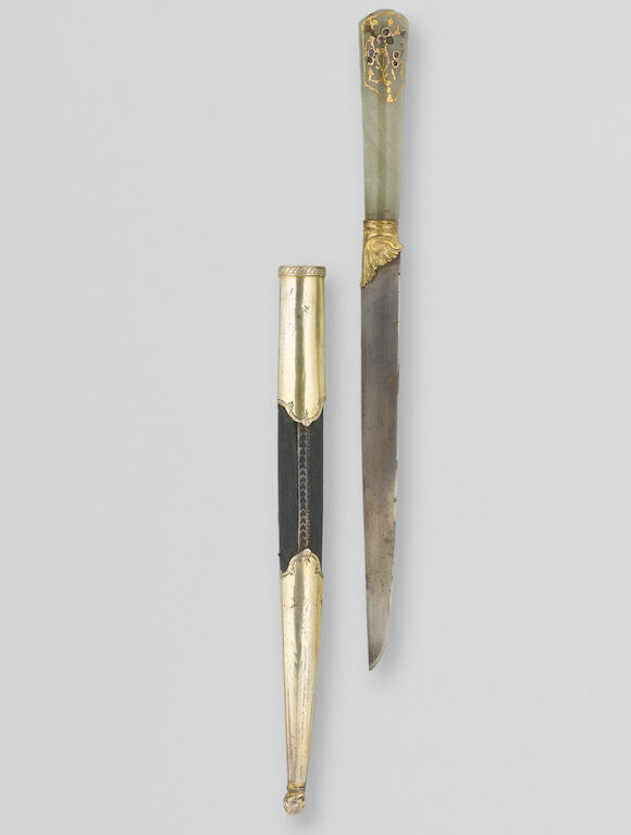Bonhams : A ruby-set jade-hilted Ottoman Dagger Turkey, late 19th Century