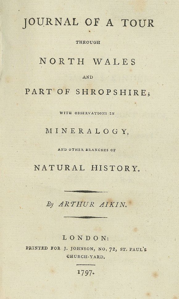 Bonhams WALES AIKIN (ARTHUR) Journal of a Tour through North Wales