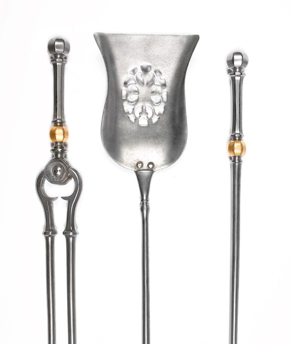 Bonhams A set of early Victorian steel fire irons