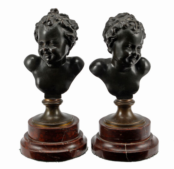 Bonhams : A pair of late 19th Century French busts of children