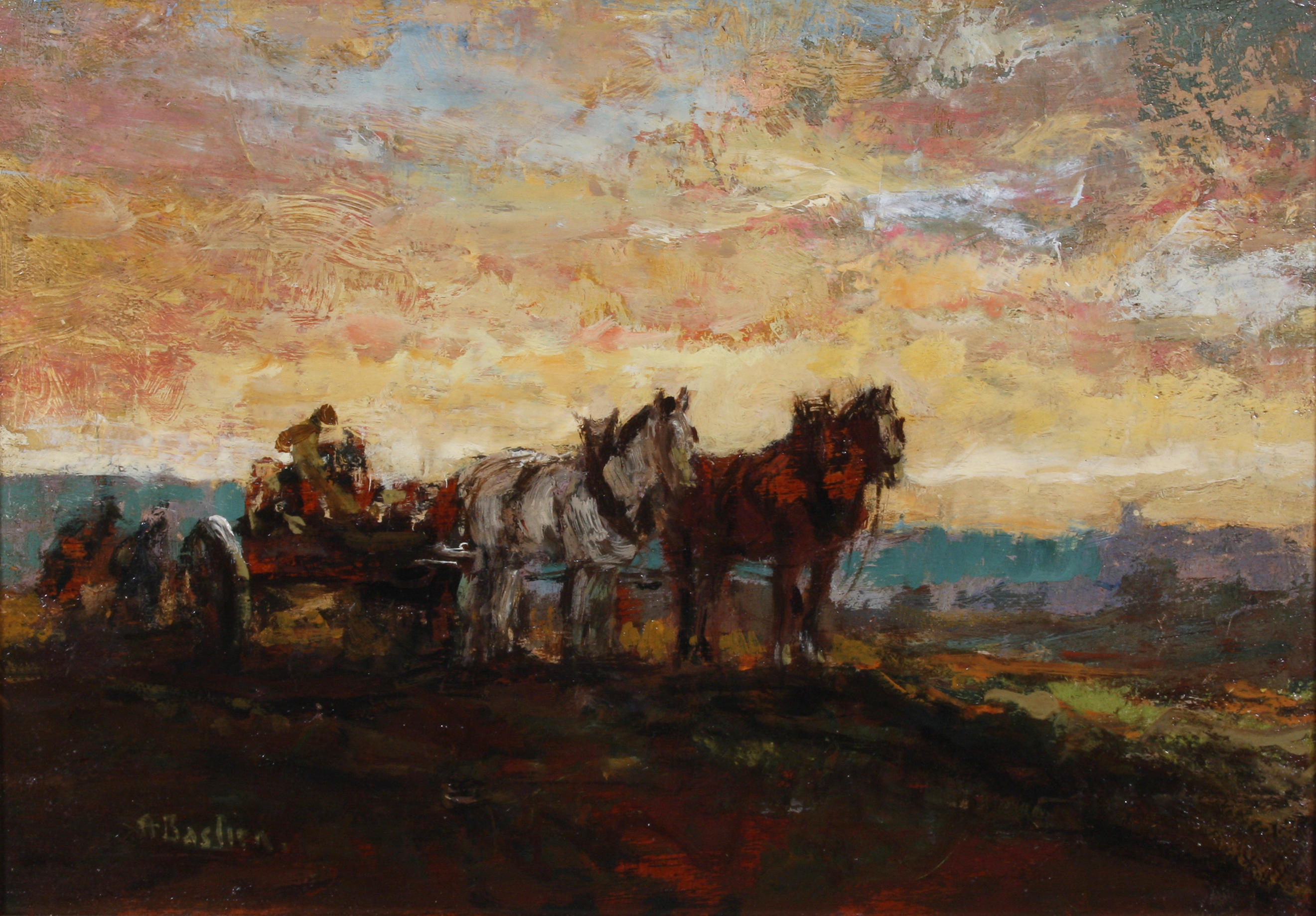 Bonhams : Alfred Théodore Joseph Bastien (Belgian, 1873-1955) Horses ...