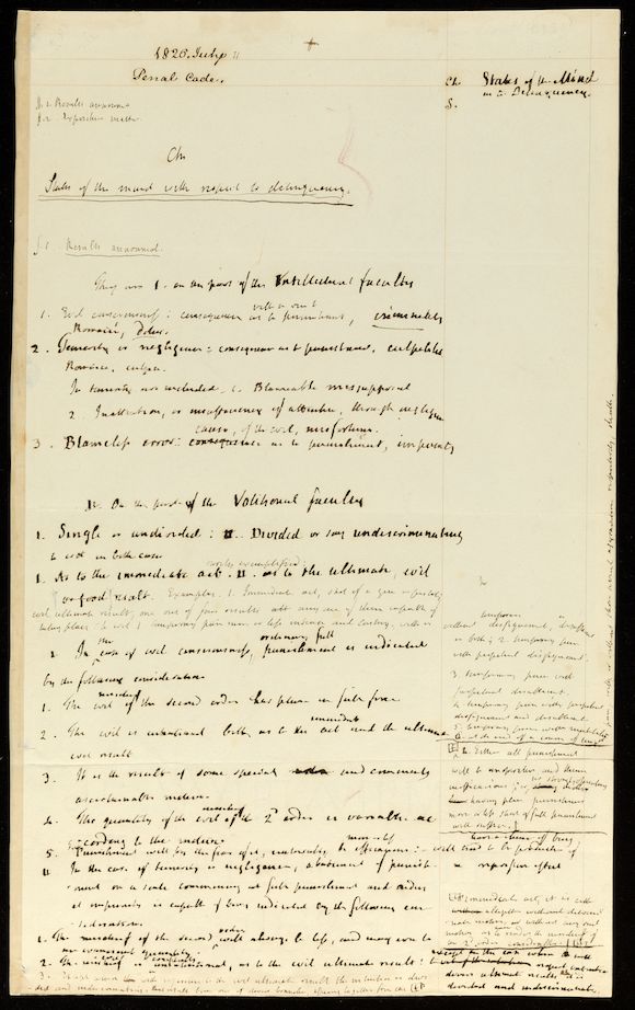 Bonhams Bentham Jeremy 1748 1832 Writer On Jurisprudence And