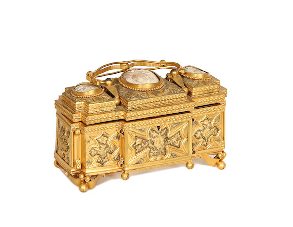 Bonhams : An early 20th century gilt metal and cameo inlaid jewellery ...