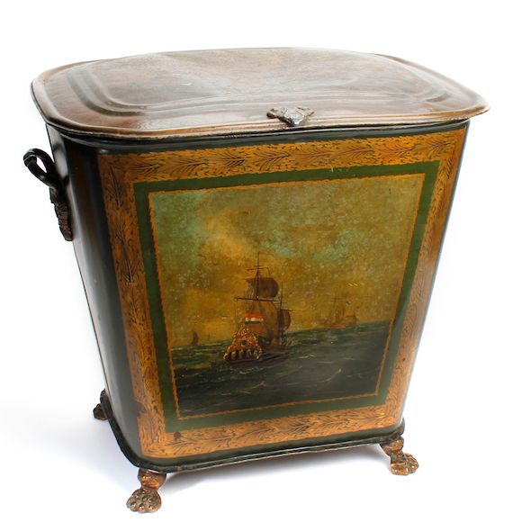 Bonhams : An early to mid 19th Century toleware coal vase