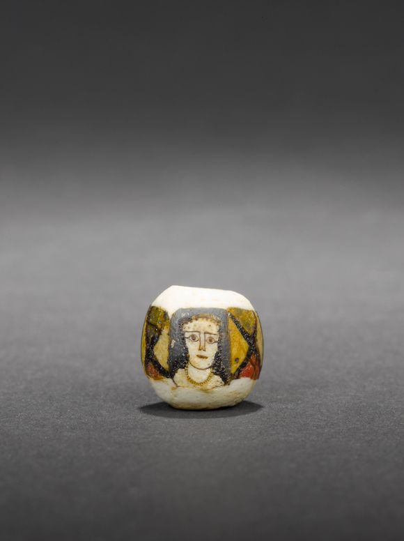 Ancient Roman Face Mosaic Glass Bead with Iridescence main image 0